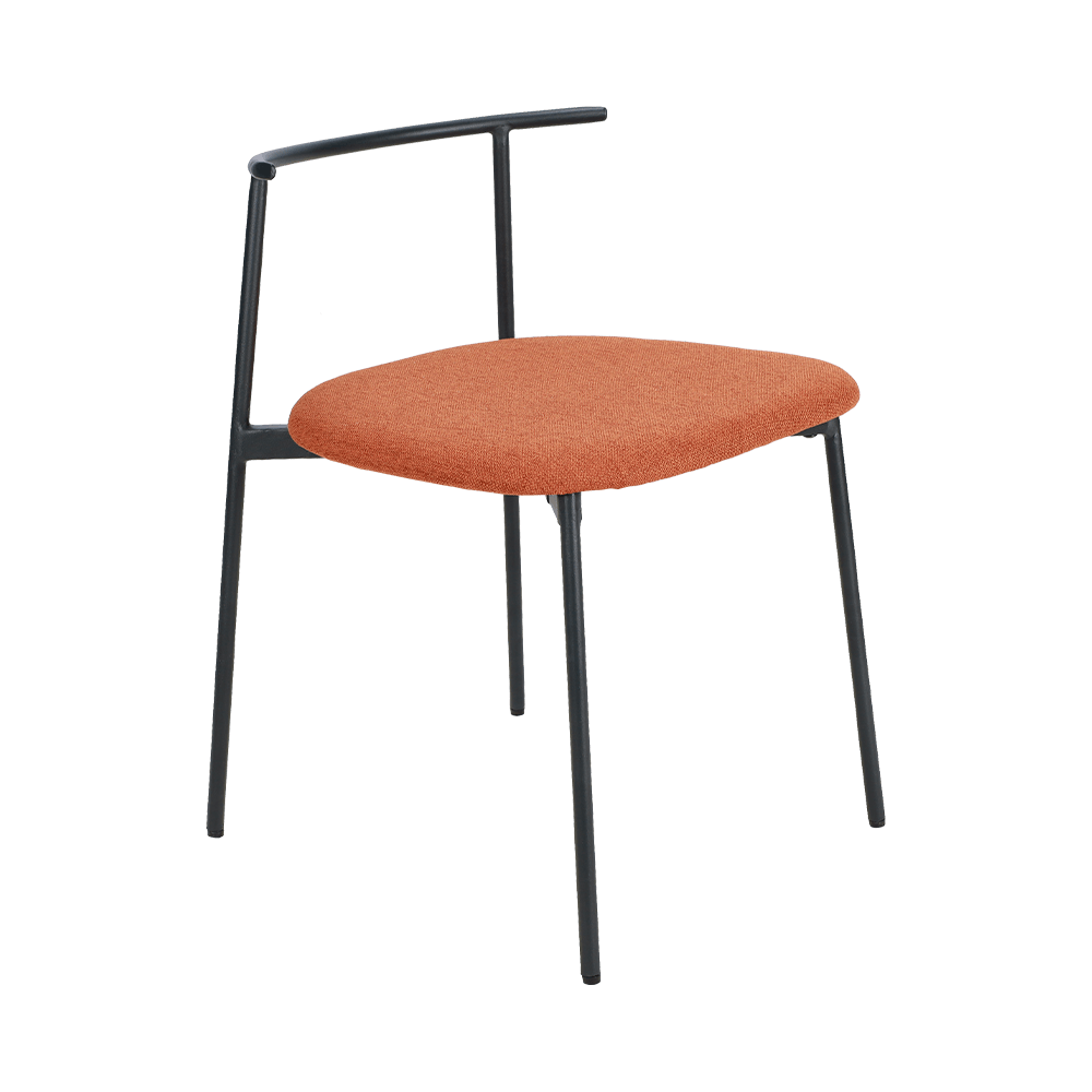 Оранжевая изогнутая спина металлическая нога обеденный стул