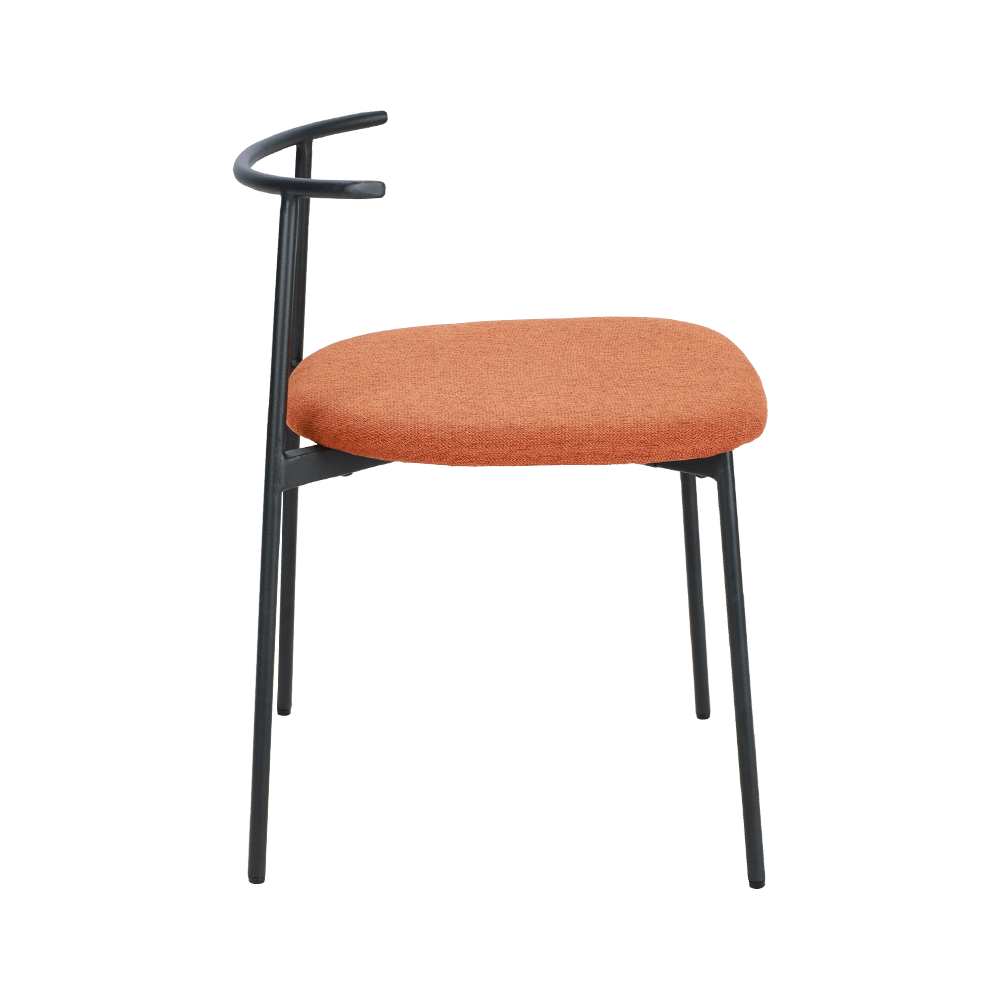 Оранжевая изогнутая спина металлическая нога обеденный стул