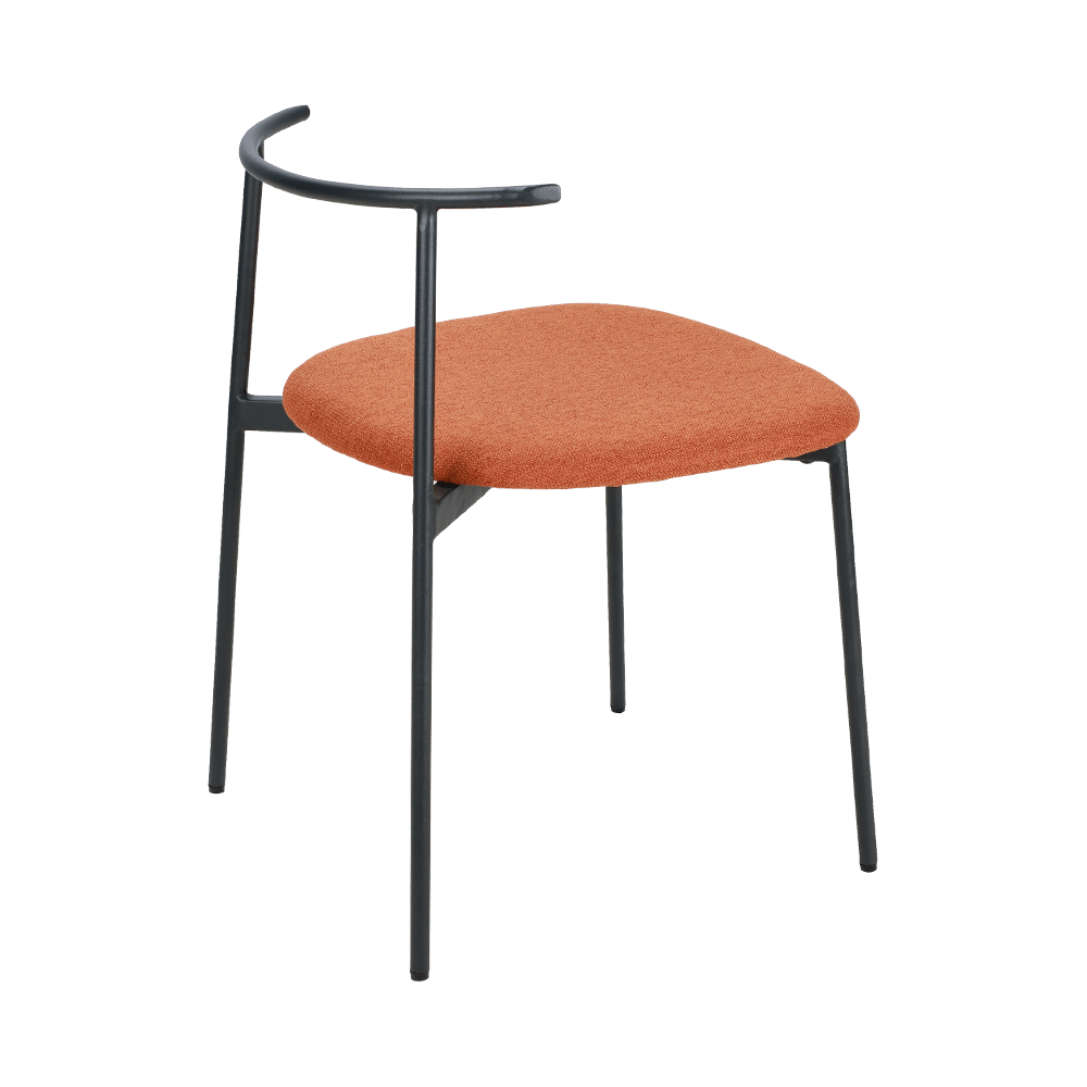 Оранжевая изогнутая спина металлическая нога обеденный стул